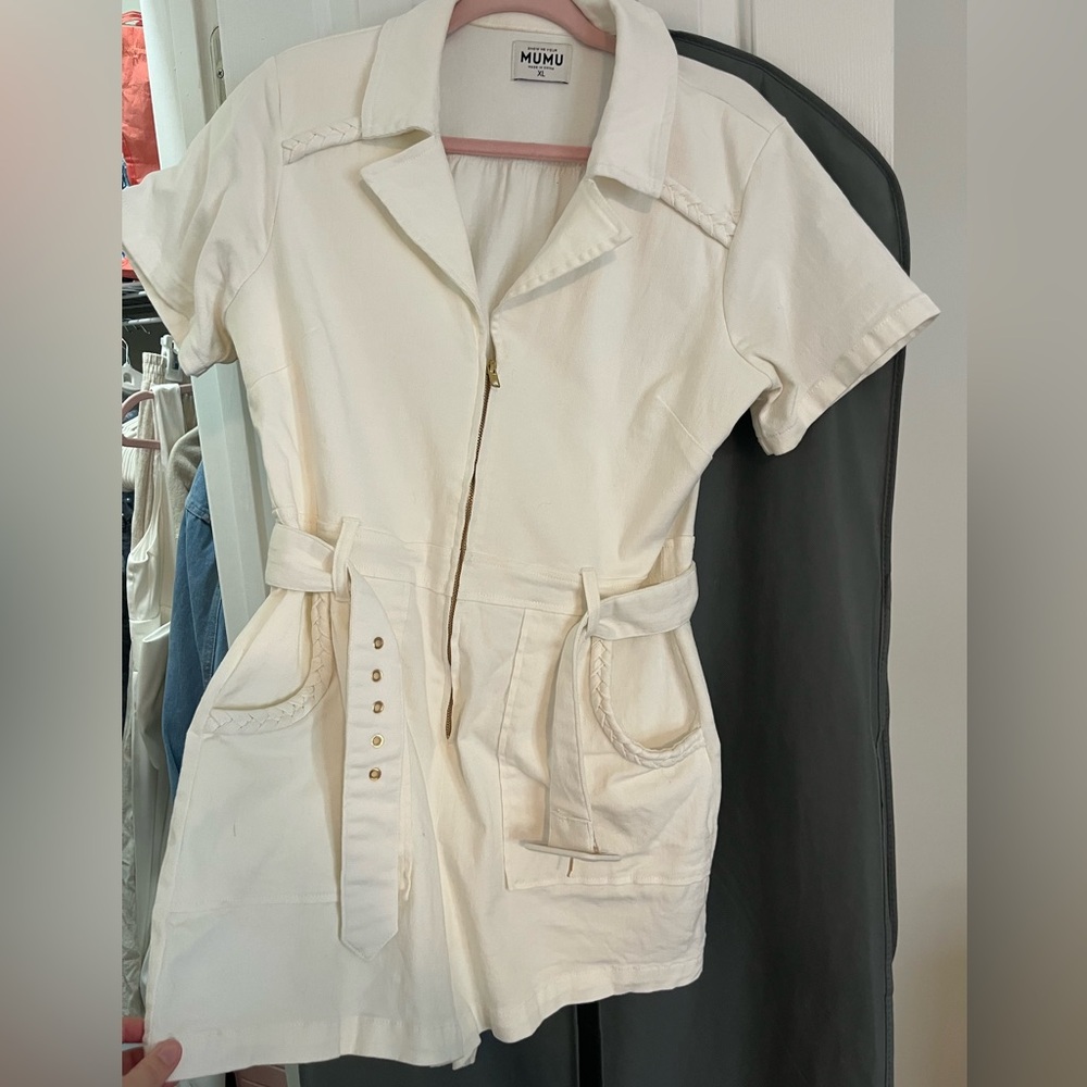 Show me your MUMU white jean romper